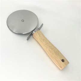 Logo Branded #10 Stainless Steel Pizza Cutter W/ Wood Handle