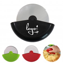 Stainless Steel Semi-Circular Pizza Cutter with Handle with Logo