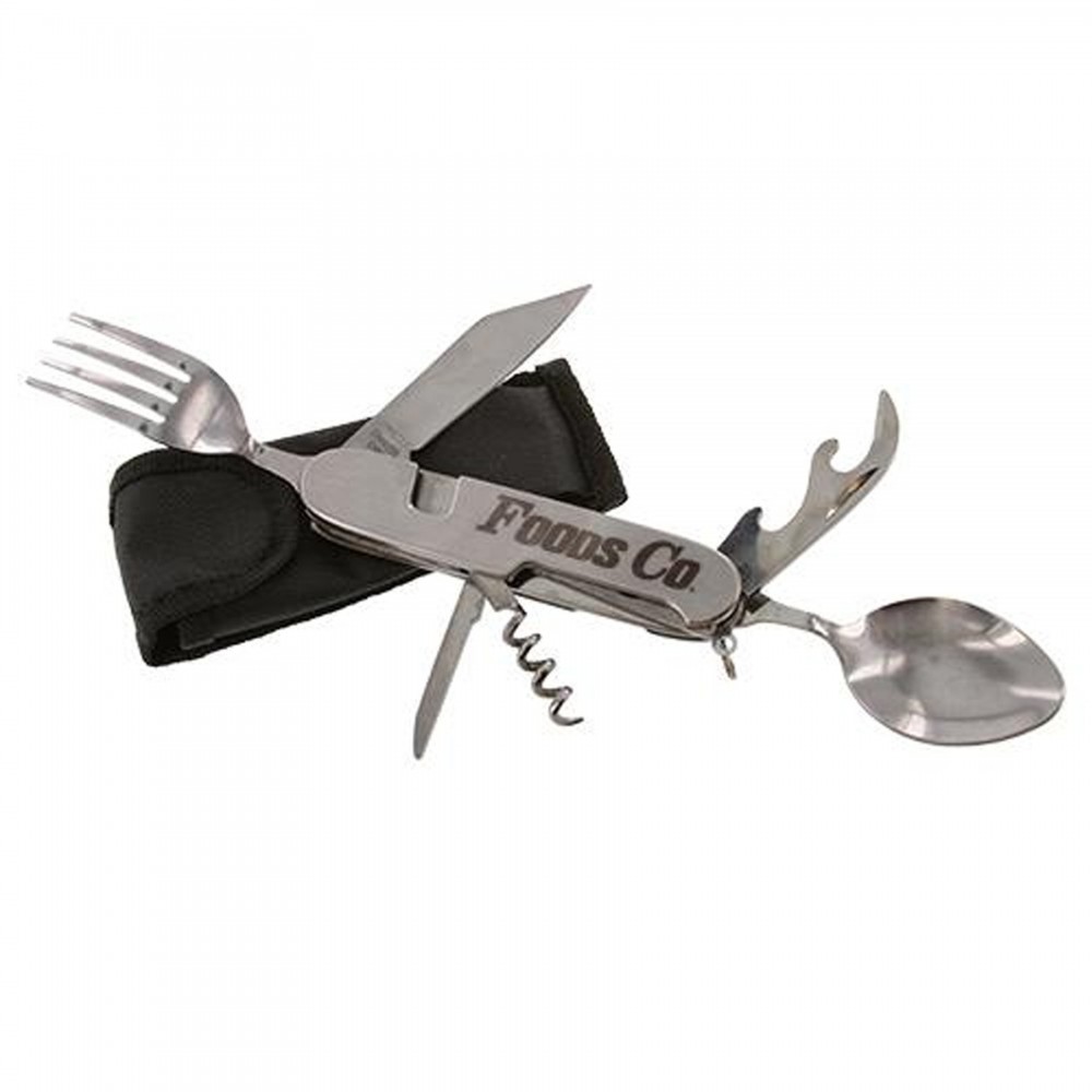 Stainless Steel Camping Knife with Fork & Spoon with Logo