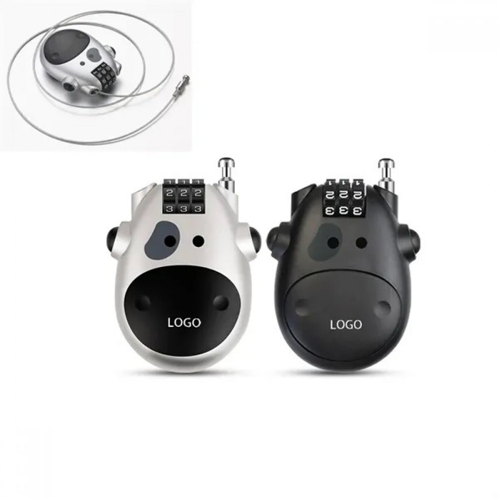Logo Branded 3-Stage Retractable Security Steel Cable Combination Lock