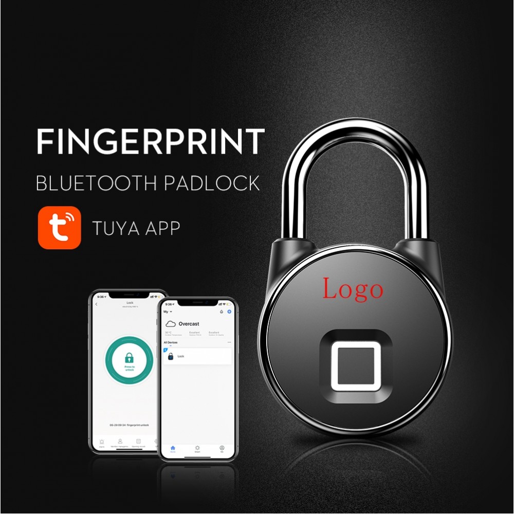 Logo Branded Fingerprint Padlock Smart Keyless Bluetooth Lock APP Anti-Theft Padlock Door Luggage Case Lock