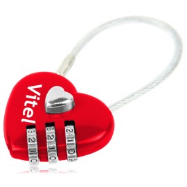Metal Body 3 Digit Heart Shaped Padlock with Logo  Metal Body 3 Digit Heart Shaped Padlock with Logo