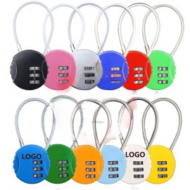 5 1/3" Round Zinc Alloy Cable Combination Password Padlock With Steel Wire MOQ 100pcs with Logo  5 1/3" Round Zinc Alloy Cable Combination Password Padlock With Steel Wire MOQ 100pcs with Logo