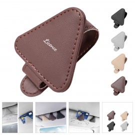 Leather Magnetic Car Sunglass Holder Visor Clip with Logo