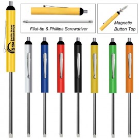 Reversible Screwdriver with Magnetic Button Top with Logo