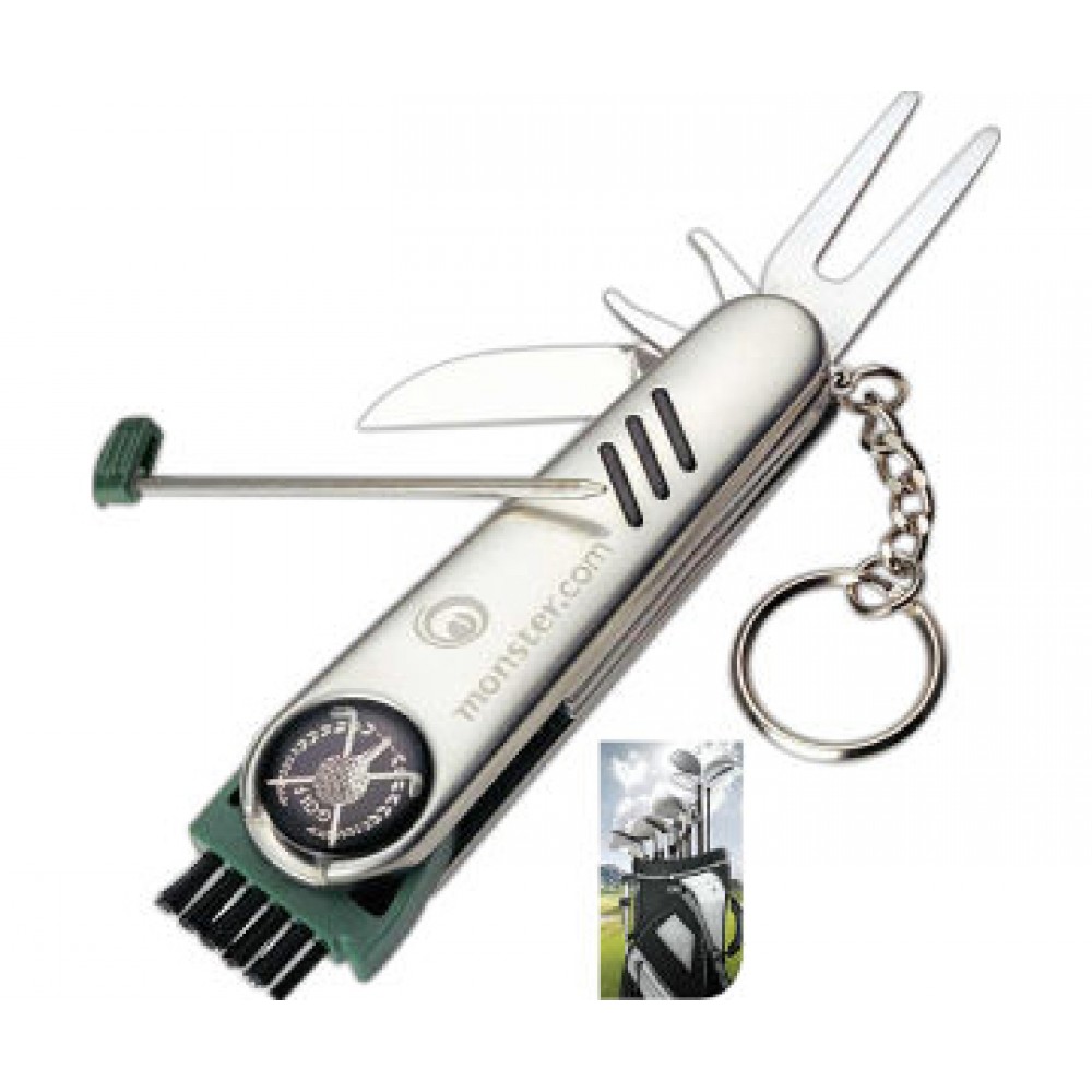 Customized Stainless Steel Pocket Golf Tool Kit 7-in-1 Keychain Customized Stainless Steel Pocket Golf Tool Kit 7-in-1 Keychain