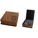 3 Piece Wine Tool Set, Dark Brown Faux Leather with Logo