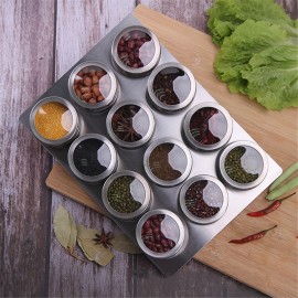 Customized 12Pcs Spice Rack Set Magnetic Jar With Stand Base