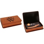2 Piece Wine Tool Set, Rawhide Faux Leather with Logo