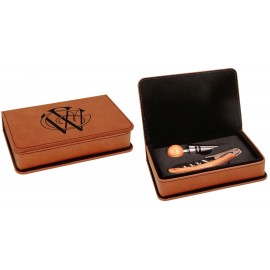 2 Piece Wine Tool Set, Rawhide Faux Leather with Logo
