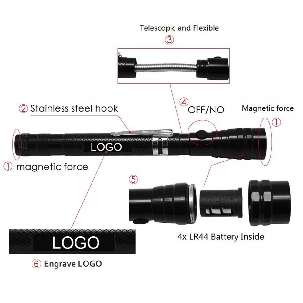 Retractable Flexible 3 LED Flashlight/ Electric Torch with Logo Retractable Flexible 3 LED Flashlight/ Electric Torch with Logo