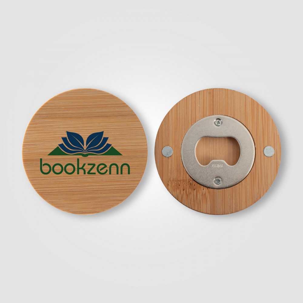 Personalized Bamboo Magnetic Bottle Opener - Full-Color Inkjet