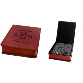 Promotional 3 Piece Wine Tool Set, Rose Faux Leather