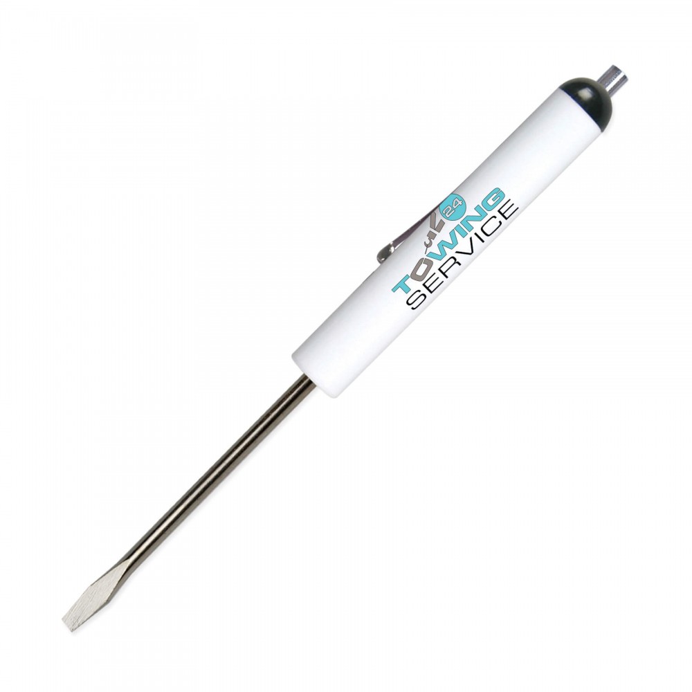 Pocket Screwdriver 1/8" Flat Tip Blade + Magnetic Top FC with Logo
