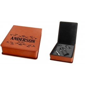 Promotional 3 Piece Wine Tool Set, Rawhide Faux Leather