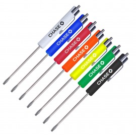 Logo Branded Compact Flathead Pocket Pen Screwdriver + Magnetic Top