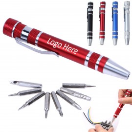 Logo Branded 8-in-1 Aluminum Tool Pen With Screwdriver  Logo Branded 8-in-1 Aluminum Tool Pen With Screwdriver