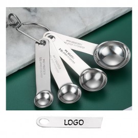 4 Pieces Stainless Steel Measuring Spoon with Logo
