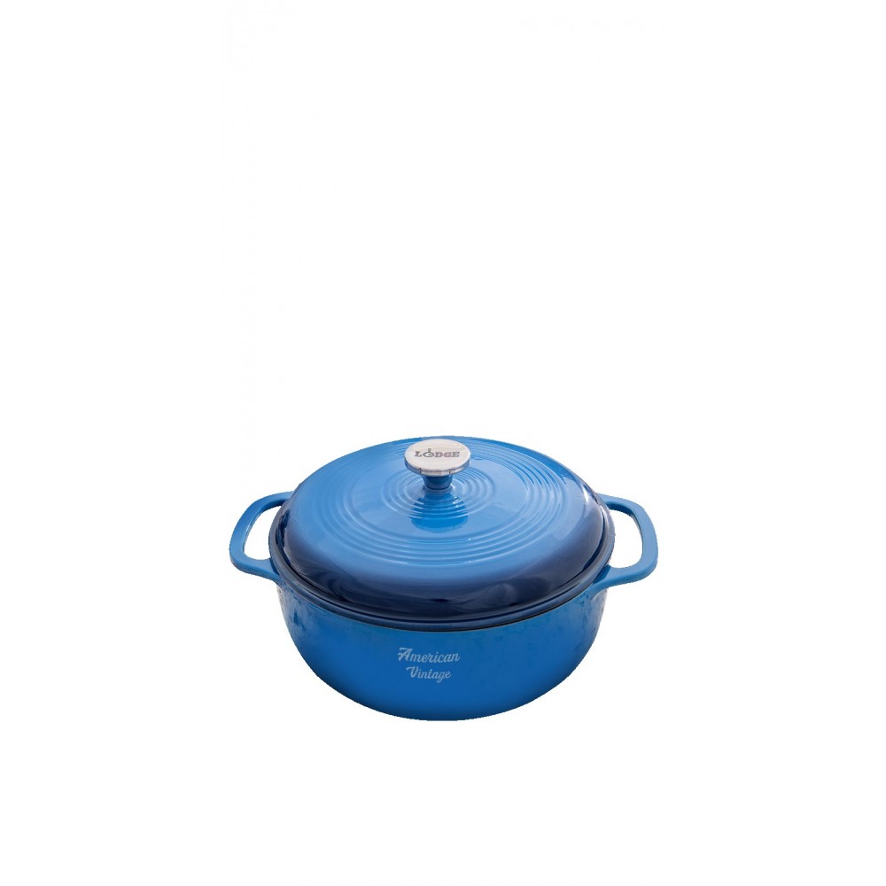 Logo Branded Lodge 6 Qt Blue Enameled Cast Iron Dutch Oven