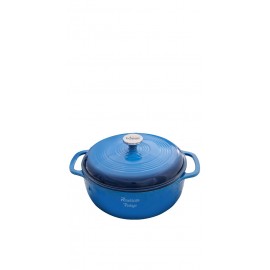 Logo Branded Lodge 6 Qt Blue Enameled Cast Iron Dutch Oven