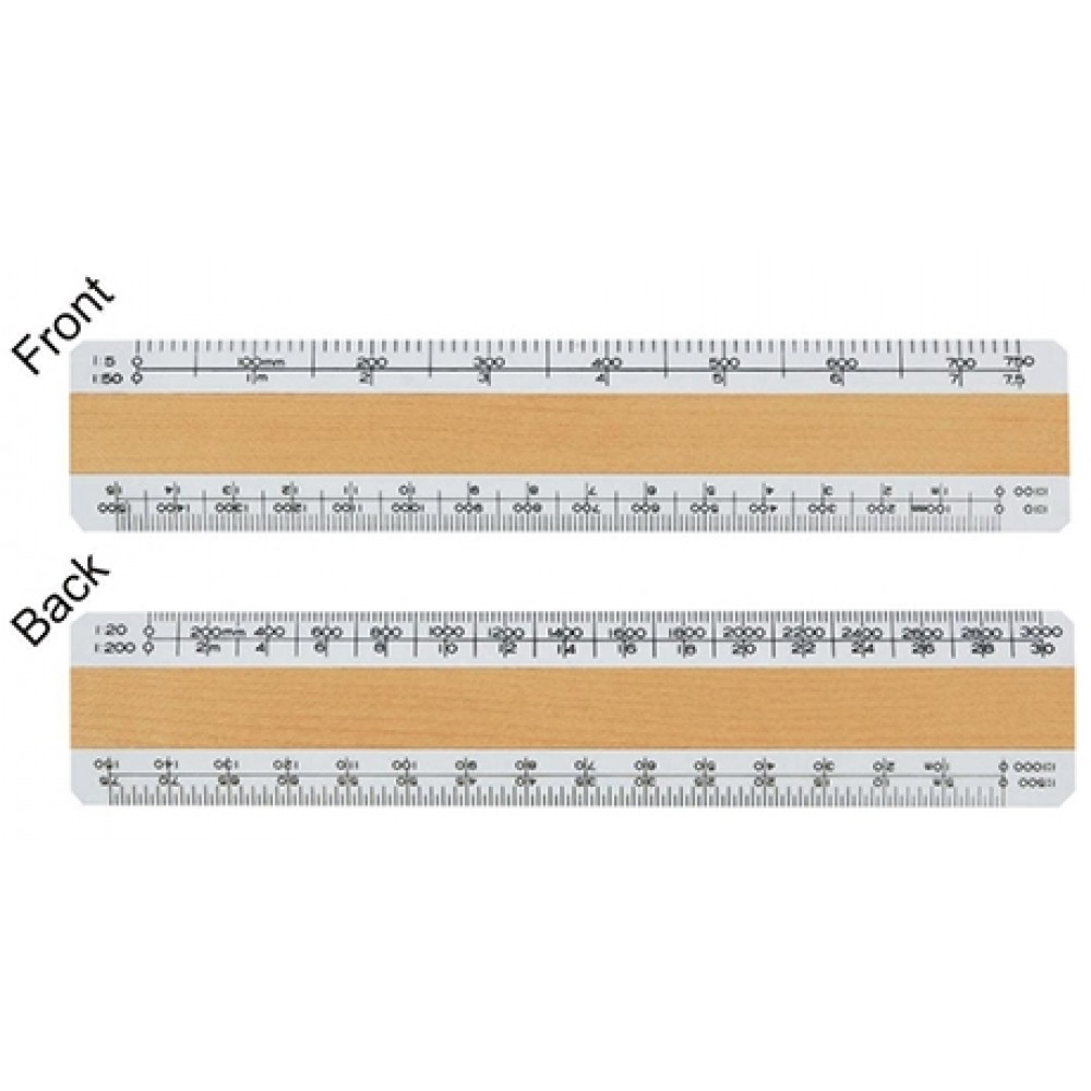 4 Bevel Metric Ruler / Double Numbered (6") with Logo