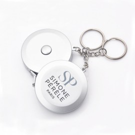 Custom 5' Silver Round Tape Measurer w/Keychain