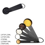 5" 1 Black Measuring Spoon Set With Volume Markings with Logo