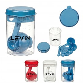 7-Piece Measuring Spoon & Cup Set With Storage Container with Logo