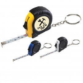 Custom Rubber Tape Measure Key Tag With Laminated Label