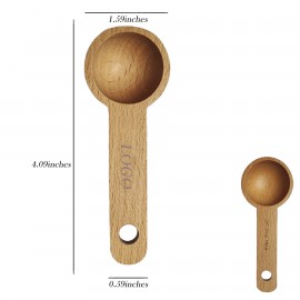 Personalized Wooden Coffee Bean Spoon in Beech 10ml (Round Base)  Personalized Wooden Coffee Bean Spoon in Beech 10ml (Round Base)