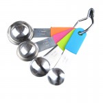 Logo Branded Stainless Steel Measuring Spoons with Silicone Handle