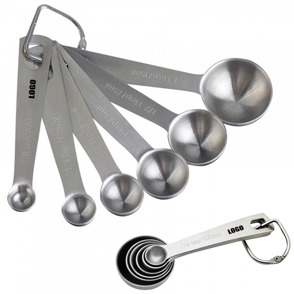 6 IN 1 Stainless Steel Measuring Spoons Set with Logo 6 IN 1 Stainless Steel Measuring Spoons Set with Logo