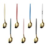 Logo Branded 5.23 Inch Dual Color Golden Spoon With Round Head