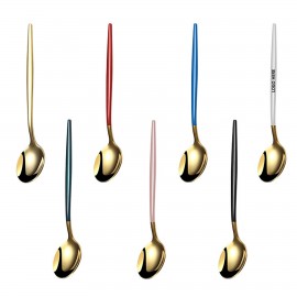 Logo Branded 5.23 Inch Dual Color Golden Spoon With Round Head