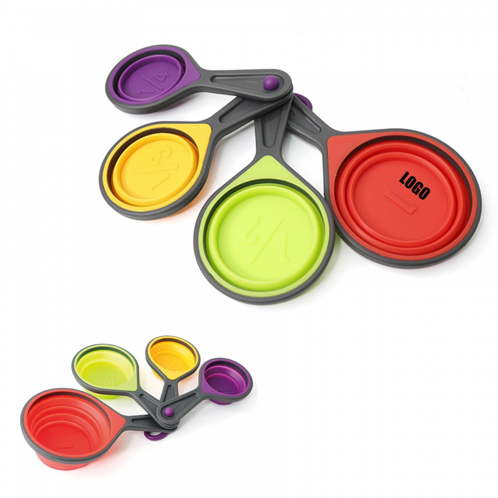 Custom Printed 4-piece Set Collapsible Measuring Cups Custom Printed 4-piece Set Collapsible Measuring Cups