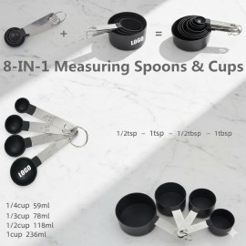 Custom 8-In-1 Steel Handle Measuring Cup Spoon
