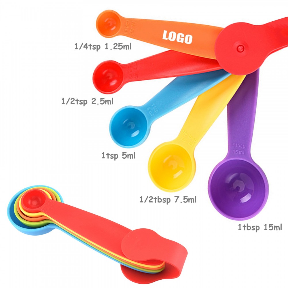 5 Pieces Plastic Measuring Spoons Kits with Logo