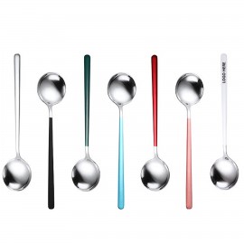 7.67 Inch Dual Color Silver Spoon With Round Head with Logo