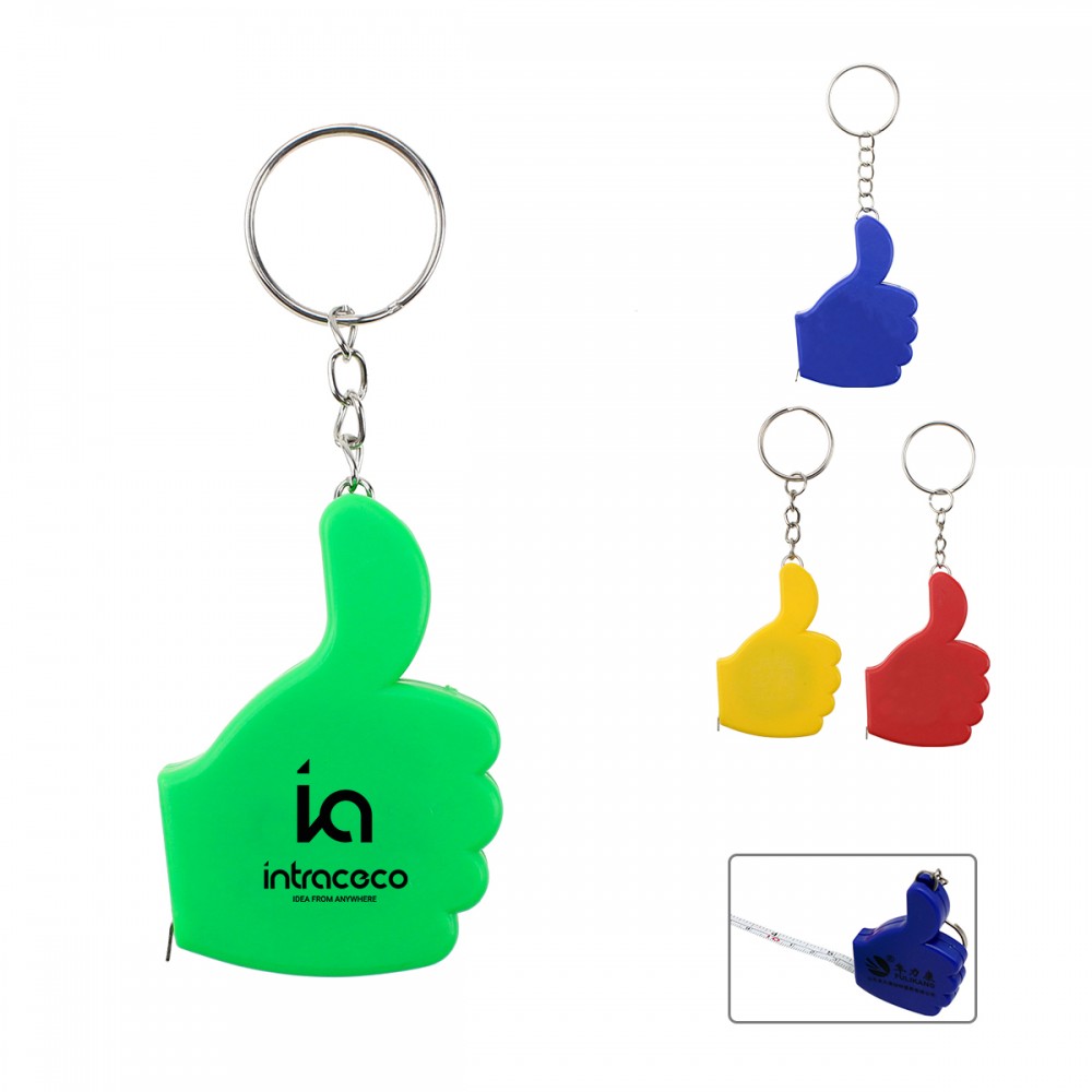 Promotional Thumb Keychain Tape Measure (Economy Shipping)