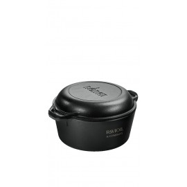 Lodge 5 Qt Cast Iron Double Dutch Oven with Logo