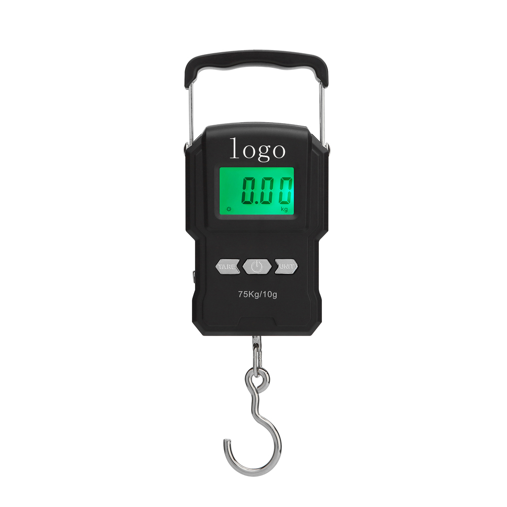 75Kg/10g Electronic Weighing Scale LCD Digital Display Hanging Hook Scale with Measuring Tap with Logo