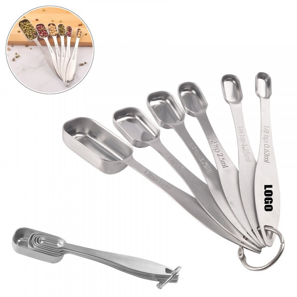 Promotional Rectangle 6 IN 1 Measuring Spoon With Round Ring Promotional Rectangle 6 IN 1 Measuring Spoon With Round Ring