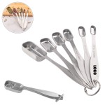 Promotional Rectangle 6 IN 1 Measuring Spoon With Round Ring