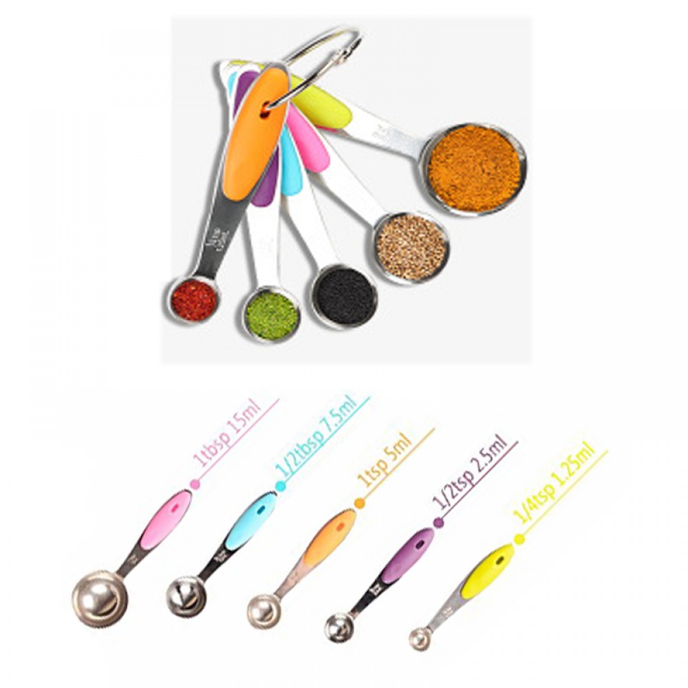 Stainless Measuring Spoons with Silicone Handle Set Custom Printed Stainless Measuring Spoons with Silicone Handle Set Custom Printed