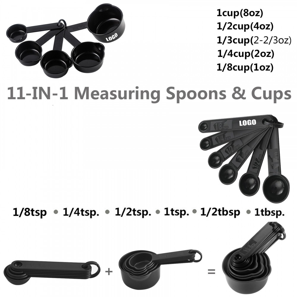 Personalized 11" 1 Plastic Measuring Cup and Spoon Set With Volume Mark