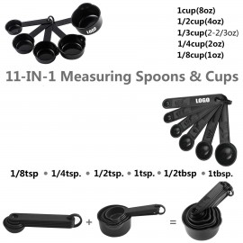 Personalized 11" 1 Plastic Measuring Cup and Spoon Set With Volume Mark