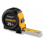 Logo Branded 25' x 1" Tape measure, acrylic coated steel blade, yellow with black rubber grip