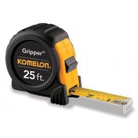 Promotional 25' x 1" Yellow Tape Measure w/Acrylic Coated Steel Blade & Black Rubber Grip