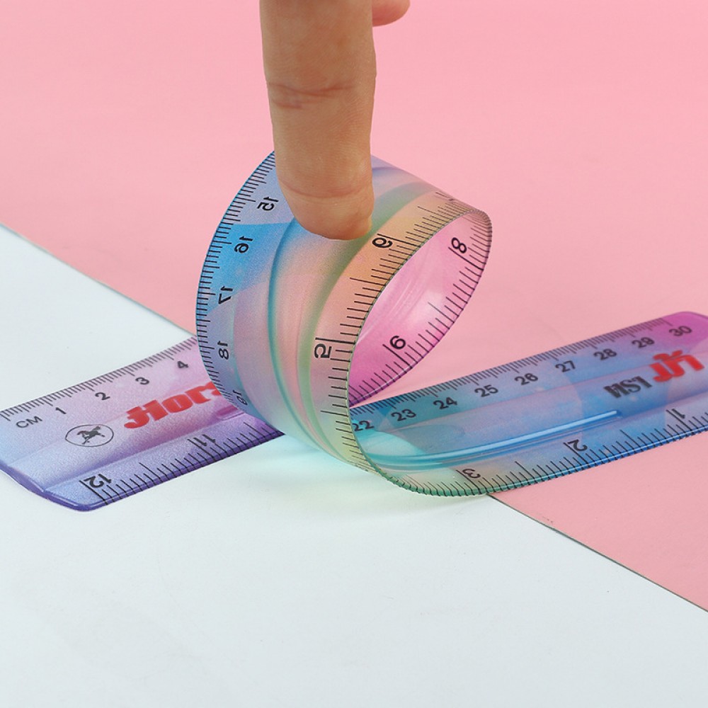 Personalized 12 inches Flexible Iridescent Aurora Color Vinyl Ruler