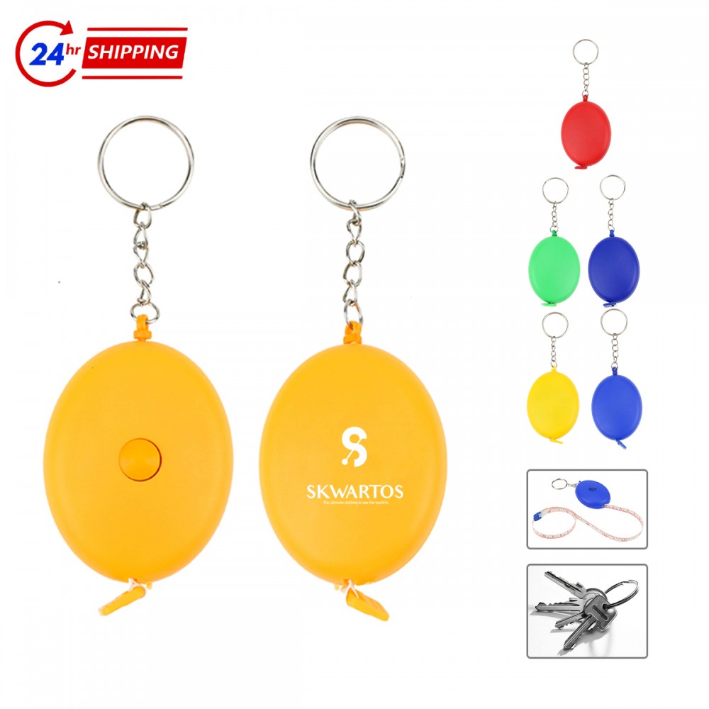 Oval Tape Measure Keychain with Logo